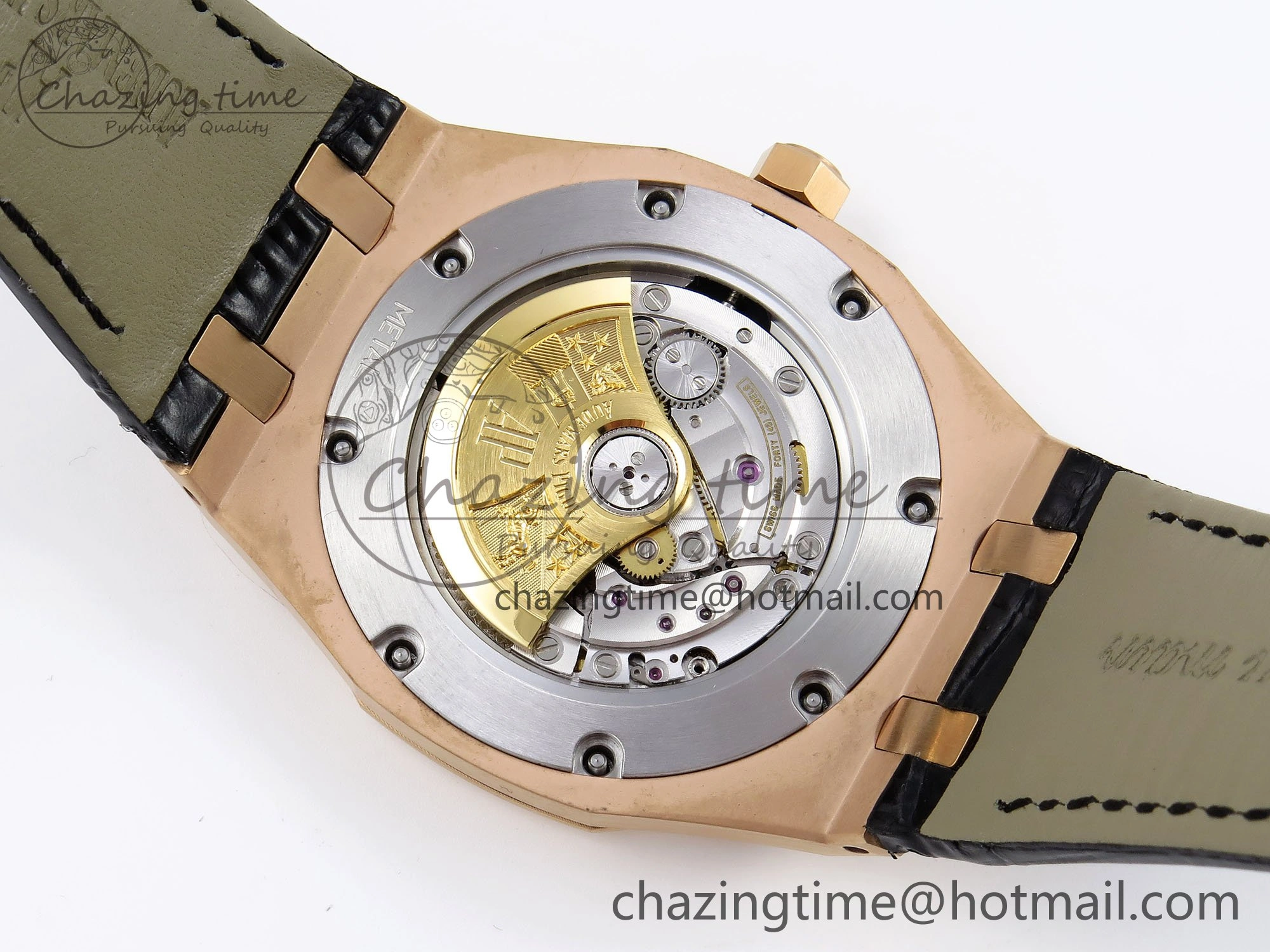 Packable Royal Oak 41mm 15400 RG APSF 1:1 Best Edition Black Textured Dial on Black Leather Strap SA3120 Super Clone V 4585