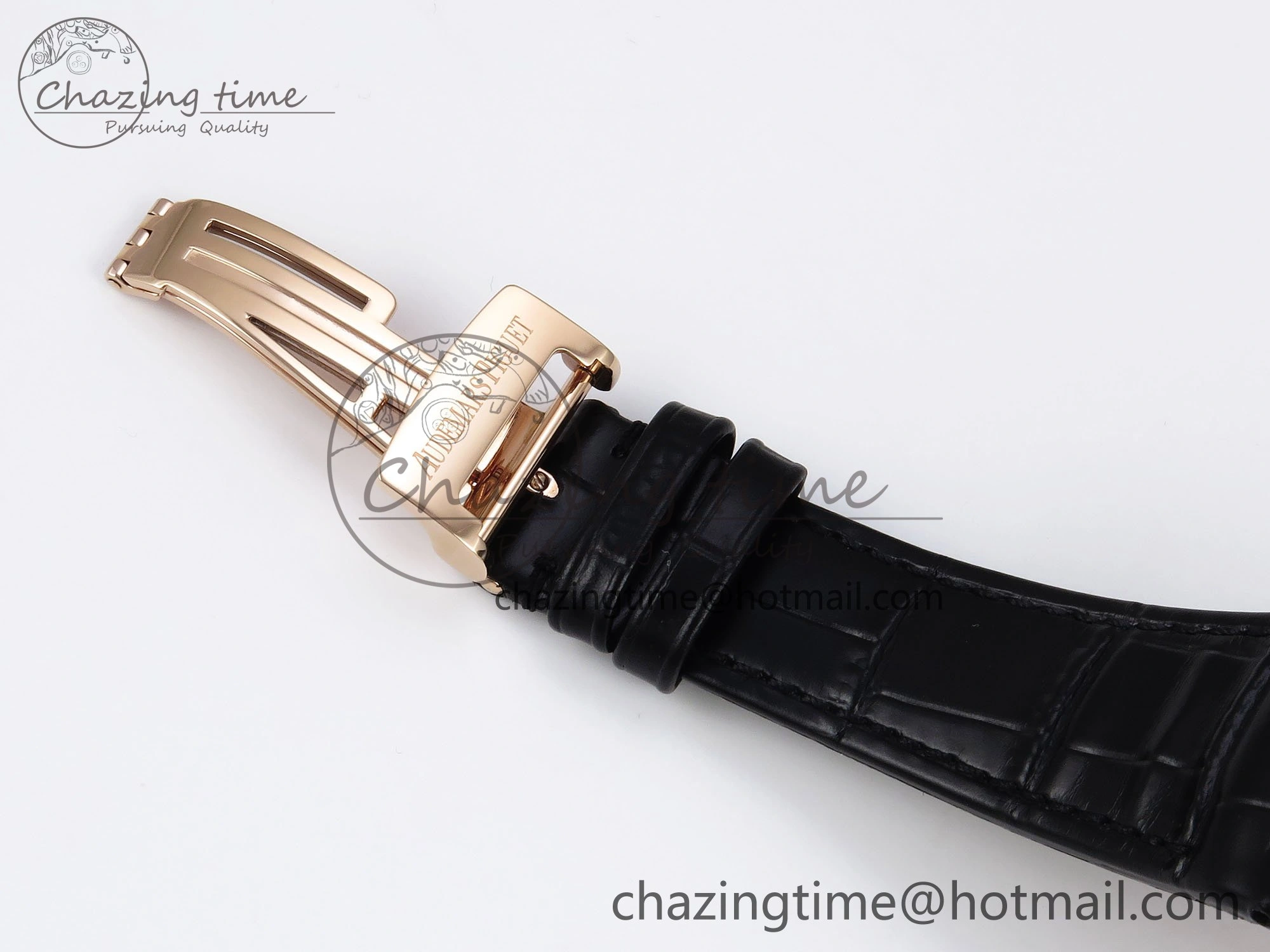 Packable Royal Oak 41mm 15400 RG APSF 1:1 Best Edition Black Textured Dial on Black Leather Strap SA3120 Super Clone V 4585