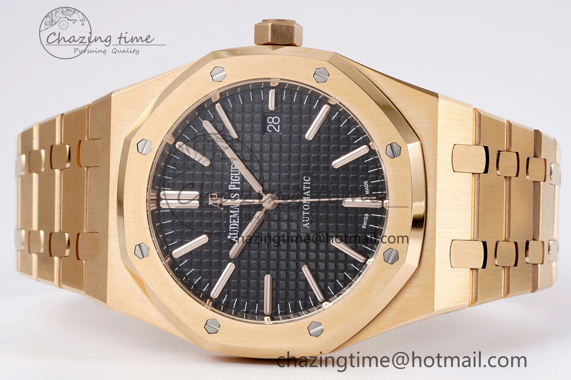 Royal Oak 41mm 15400 RG APSF 1:1 Best Edition Black Textured Dial on RG Bracelet SA3120 Super Clone V Cozy 4591