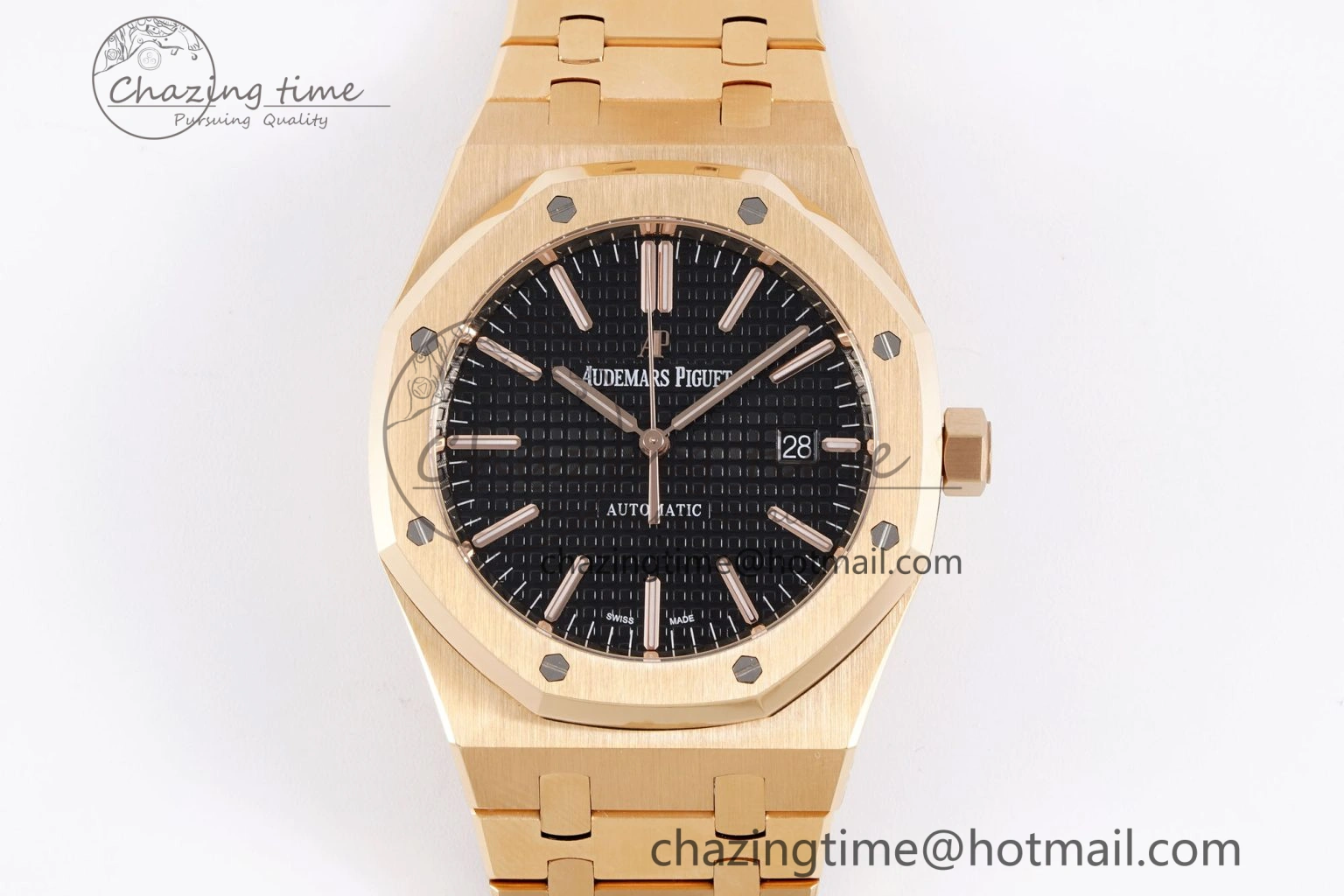 Royal Oak 41mm 15400 RG APSF 1:1 Best Edition Black Textured Dial on RG Bracelet SA3120 Super Clone V Cozy 4591