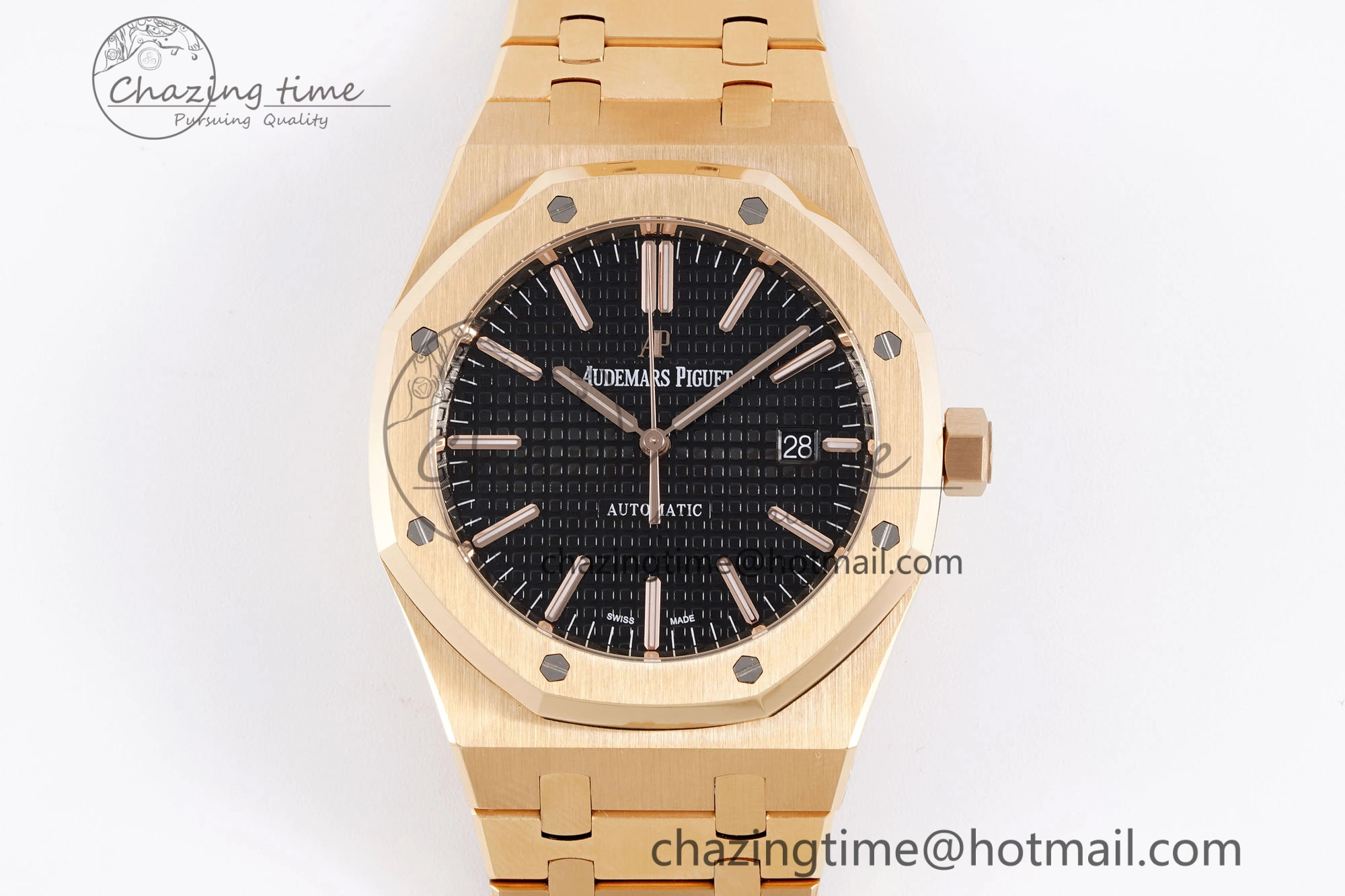Royal Oak 41mm 15400 RG APSF 1:1 Best Edition Black Textured Dial on RG Bracelet SA3120 Super Clone V Cozy 4591