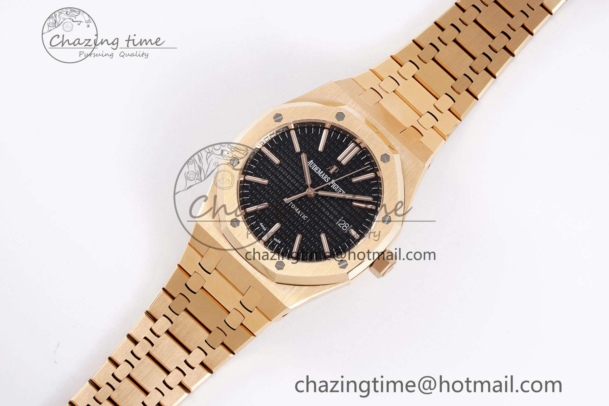 Royal Oak 41mm 15400 RG APSF 1:1 Best Edition Black Textured Dial on RG Bracelet SA3120 Super Clone V Cozy 4591