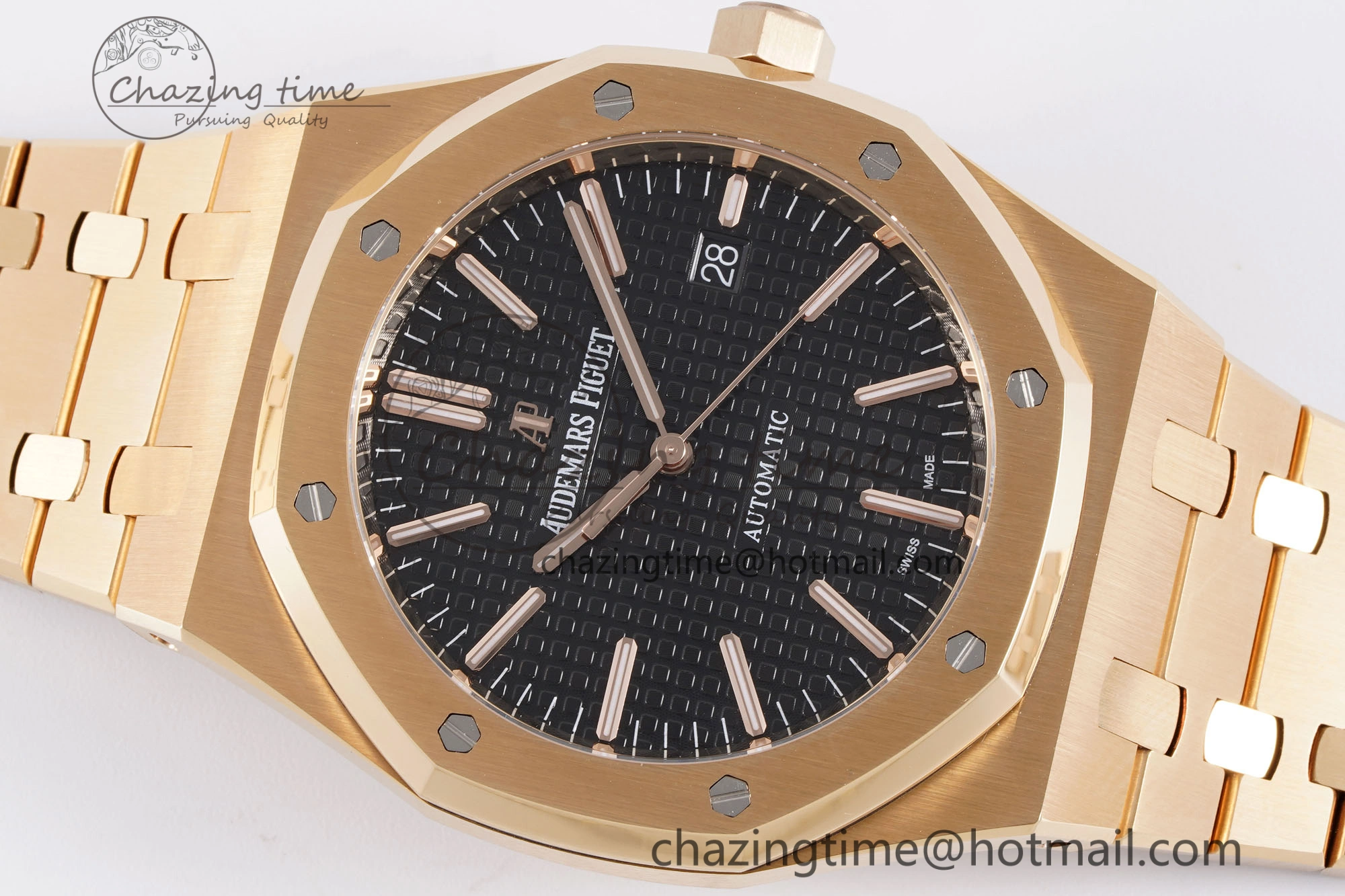 Royal Oak 41mm 15400 RG APSF 1:1 Best Edition Black Textured Dial on RG Bracelet SA3120 Super Clone V Cozy 4591