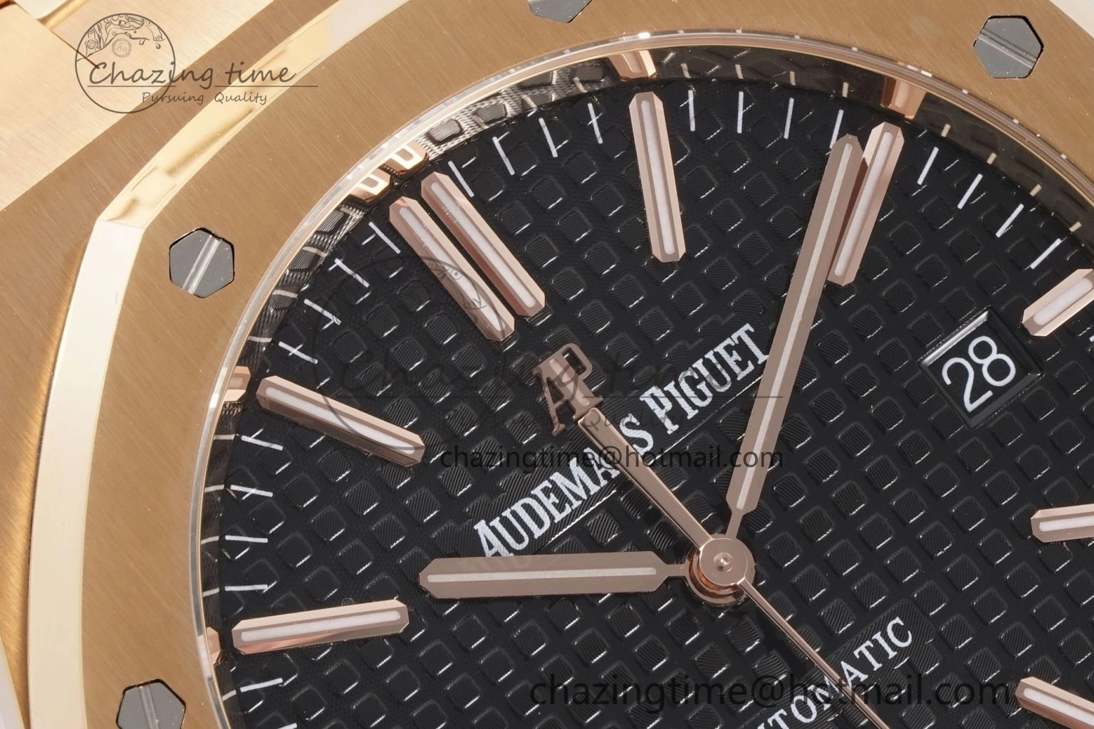 Royal Oak 41mm 15400 RG APSF 1:1 Best Edition Black Textured Dial on RG Bracelet SA3120 Super Clone V Cozy 4591