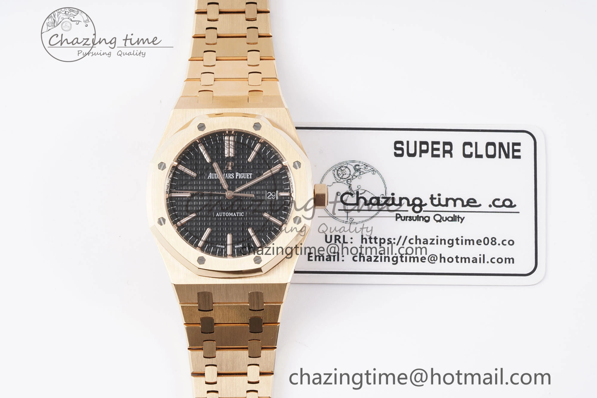 Royal Oak 41mm 15400 RG APSF 1:1 Best Edition Black Textured Dial on RG Bracelet SA3120 Super Clone V Cozy 4591