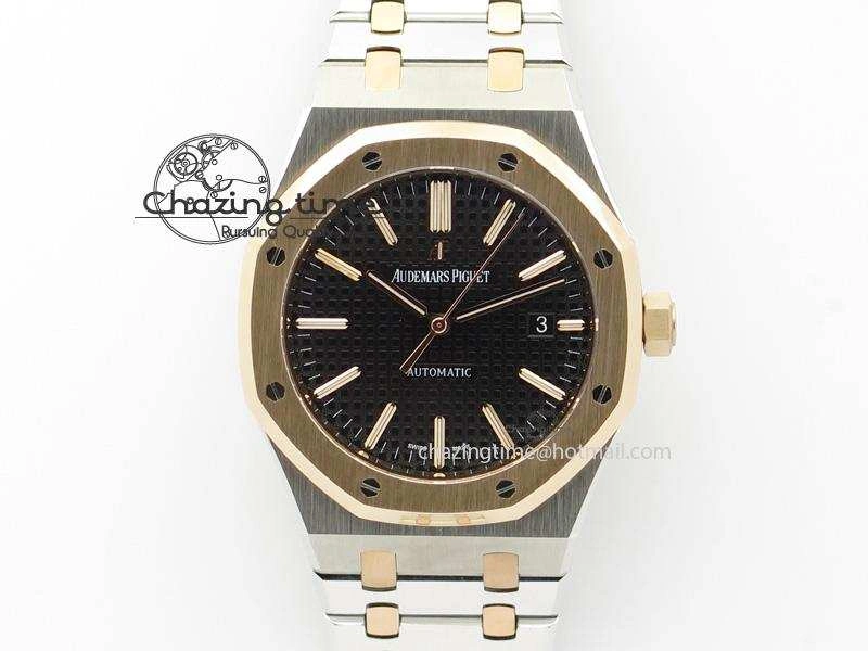 Popular Royal Oak 41mm 15400 RG Bezel JF 1:1 Best Edition Black Dial On SS RG Bracelet A 5085