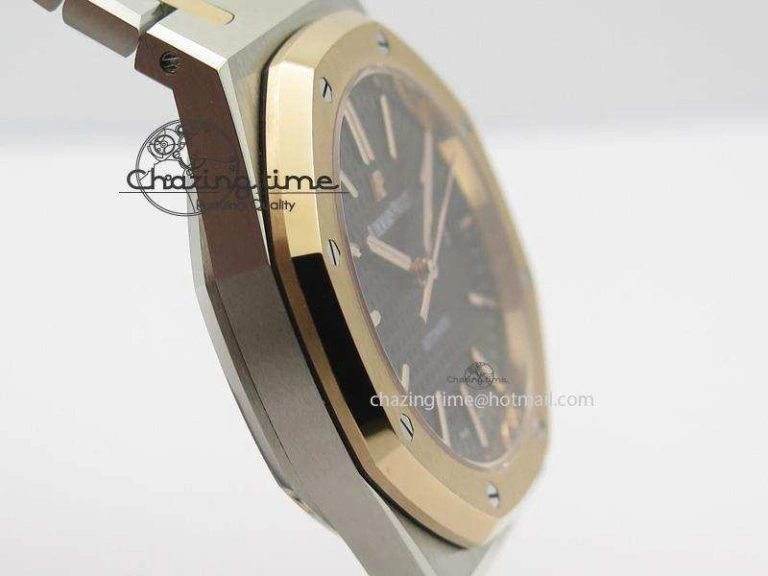 Popular Royal Oak 41mm 15400 RG Bezel JF 1:1 Best Edition Black Dial On SS RG Bracelet A 5085