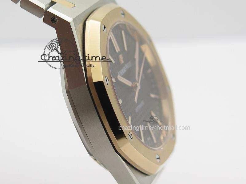 Popular Royal Oak 41mm 15400 RG Bezel JF 1:1 Best Edition Black Dial On SS RG Bracelet A 5085