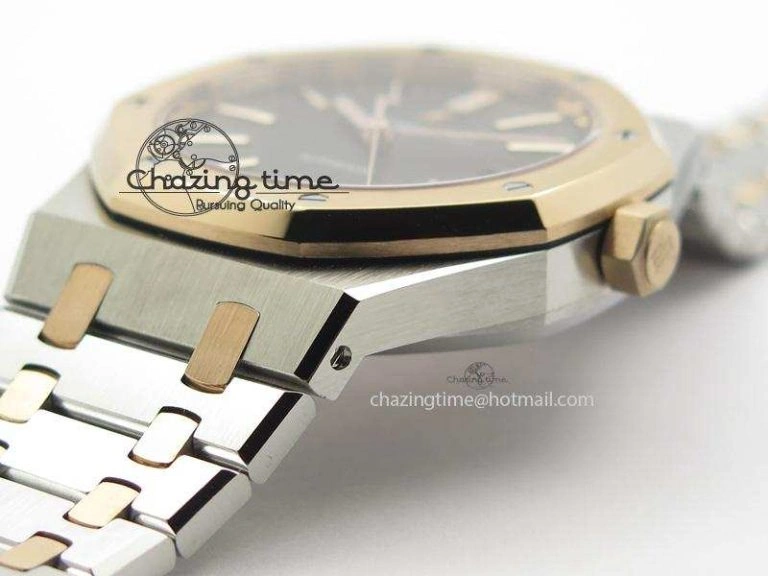 Popular Royal Oak 41mm 15400 RG Bezel JF 1:1 Best Edition Black Dial On SS RG Bracelet A 5085