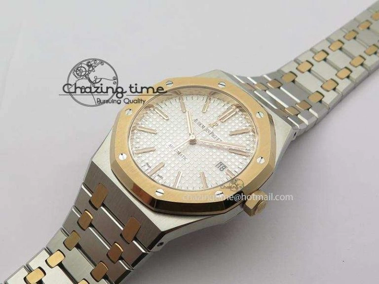 ComfortFit Royal Oak 41mm 15400 RG Bezel JF 1:1 Best Edition Silver Dial On SS RG Bracelet A 5084