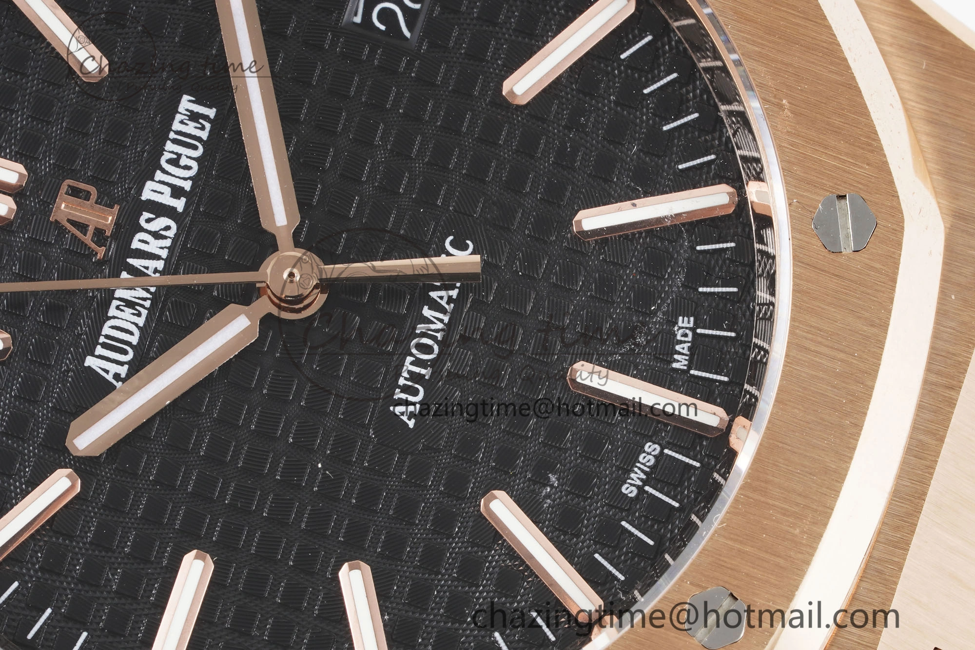 Royal Oak 41mm 15400 RG IPF 1:1 Best Edition Black Textured Dial on Black Leather Strap SA3120 Super Clone FashionForward 4683