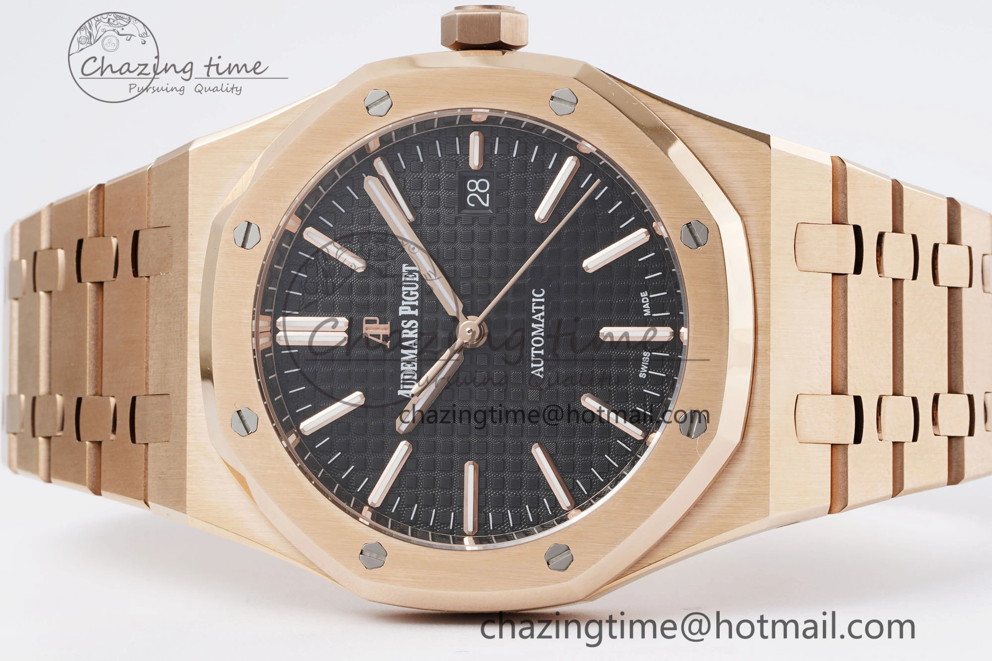 Royal Oak 41mm 15400 RG IPF 1:1 Best Edition Black Textured Dial on RG Bracelet SA3120 Super Clone Resilient 4686