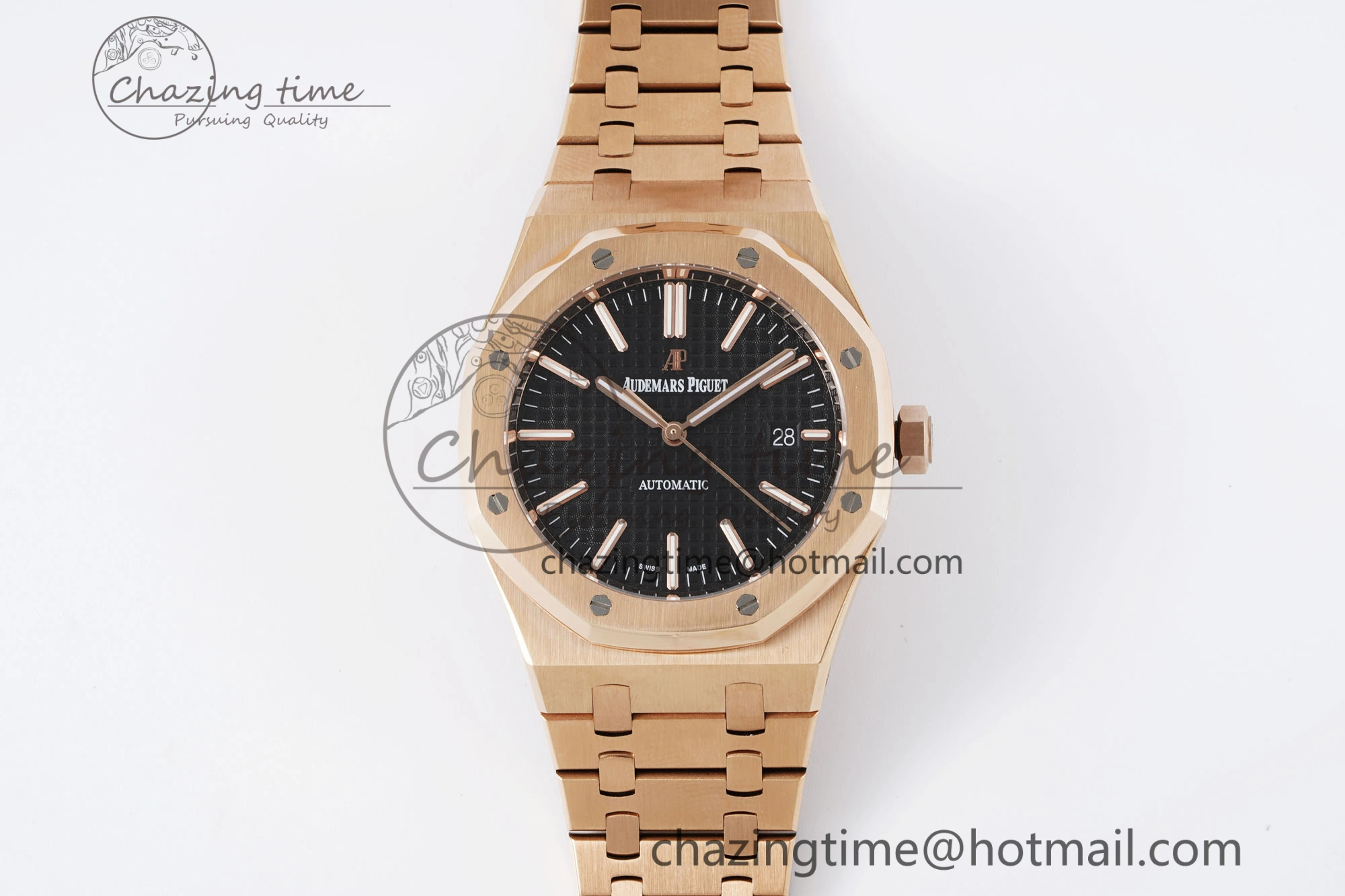 Royal Oak 41mm 15400 RG IPF 1:1 Best Edition Black Textured Dial on RG Bracelet SA3120 Super Clone Resilient 4686
