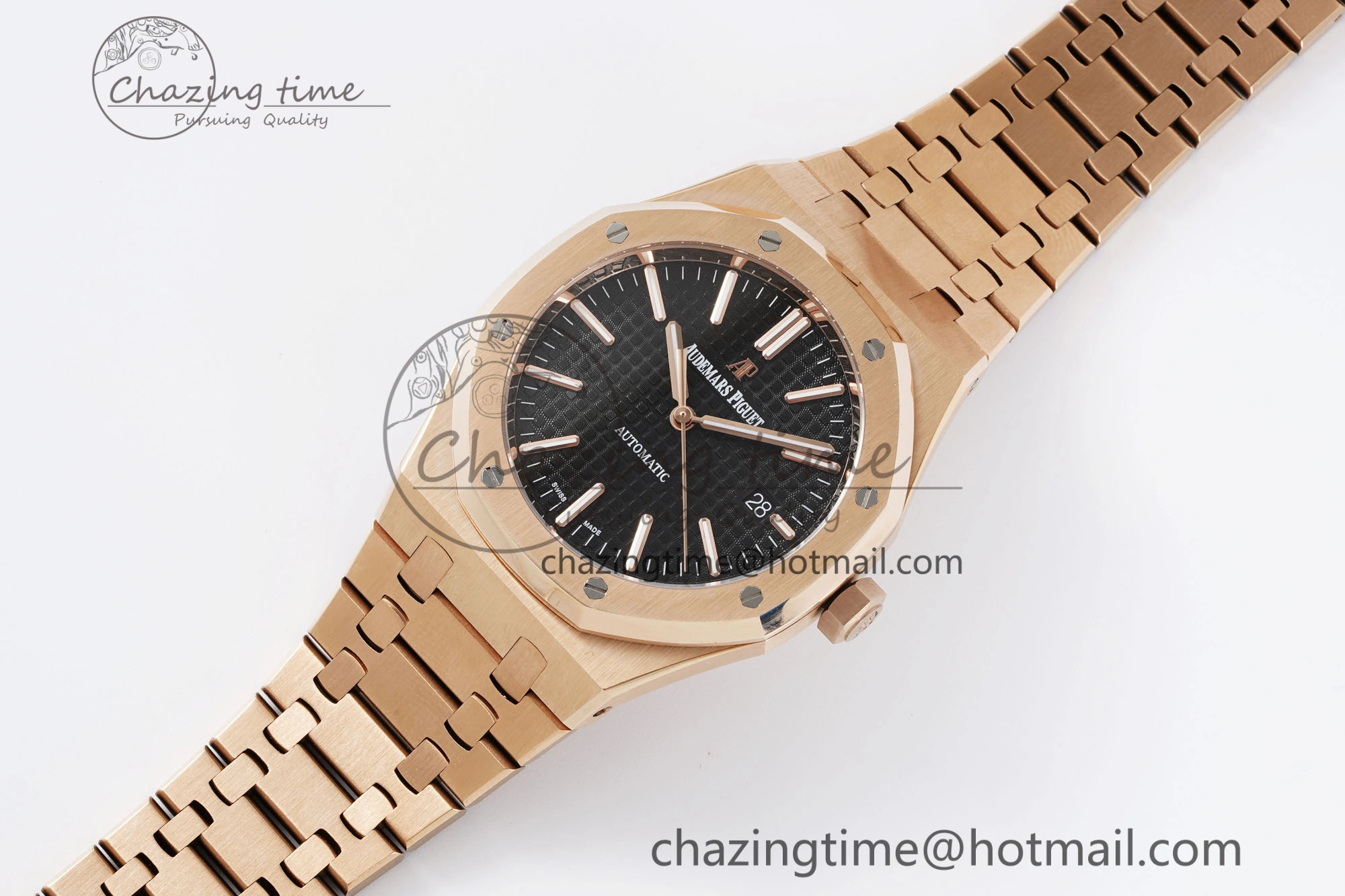 Royal Oak 41mm 15400 RG IPF 1:1 Best Edition Black Textured Dial on RG Bracelet SA3120 Super Clone Resilient 4686