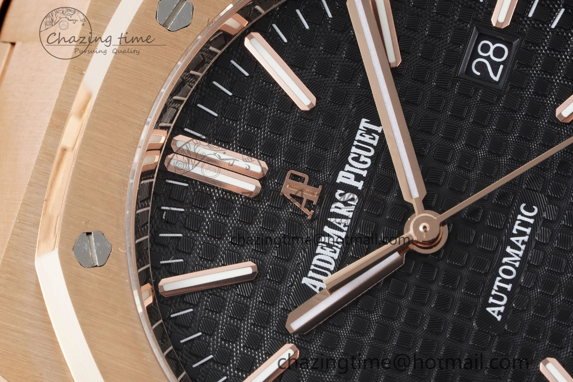 Royal Oak 41mm 15400 RG IPF 1:1 Best Edition Black Textured Dial on RG Bracelet SA3120 Super Clone Resilient 4686