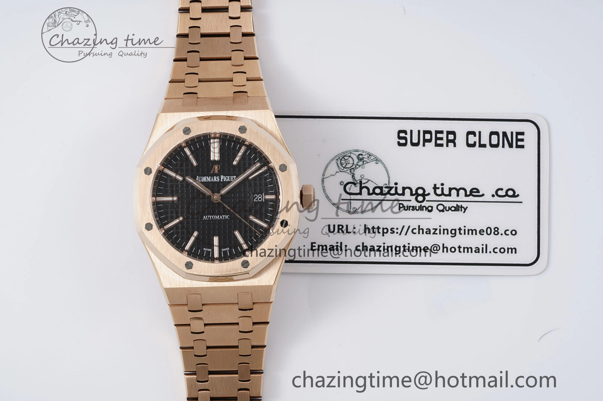 Royal Oak 41mm 15400 RG IPF 1:1 Best Edition Black Textured Dial on RG Bracelet SA3120 Super Clone Resilient 4686