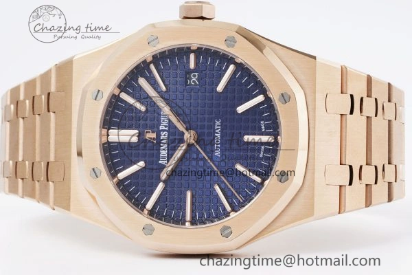 Lightweight Royal Oak 41mm 15400 RG IPF 1:1 Best Edition Blue Textured Dial on RG Bracelet SA3120 Super Clone 4687