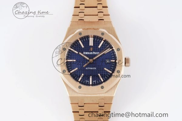 Lightweight Royal Oak 41mm 15400 RG IPF 1:1 Best Edition Blue Textured Dial on RG Bracelet SA3120 Super Clone 4687