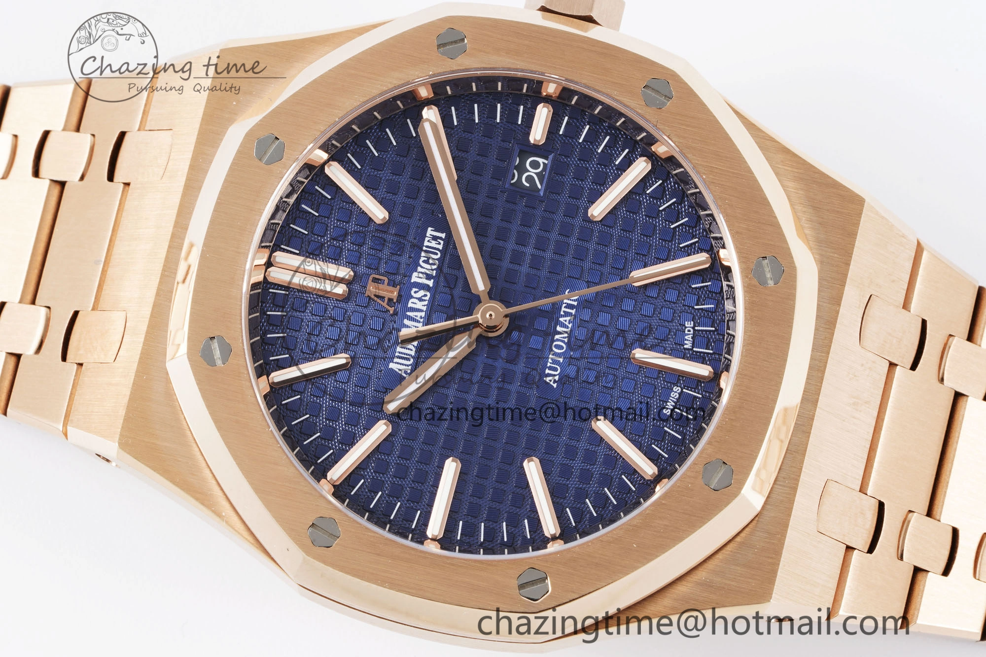 Lightweight Royal Oak 41mm 15400 RG IPF 1:1 Best Edition Blue Textured Dial on RG Bracelet SA3120 Super Clone 4687