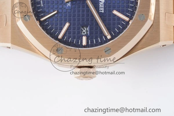 Lightweight Royal Oak 41mm 15400 RG IPF 1:1 Best Edition Blue Textured Dial on RG Bracelet SA3120 Super Clone 4687