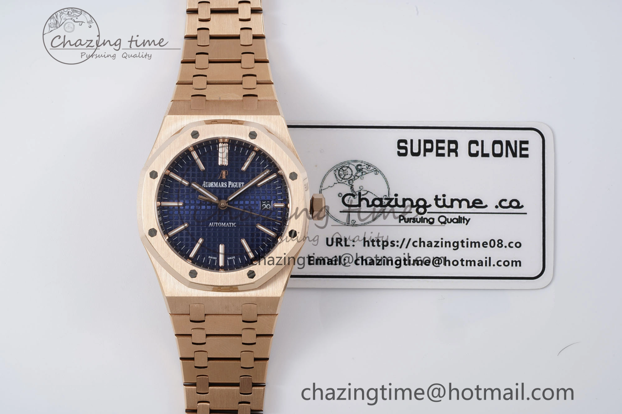 Lightweight Royal Oak 41mm 15400 RG IPF 1:1 Best Edition Blue Textured Dial on RG Bracelet SA3120 Super Clone 4687