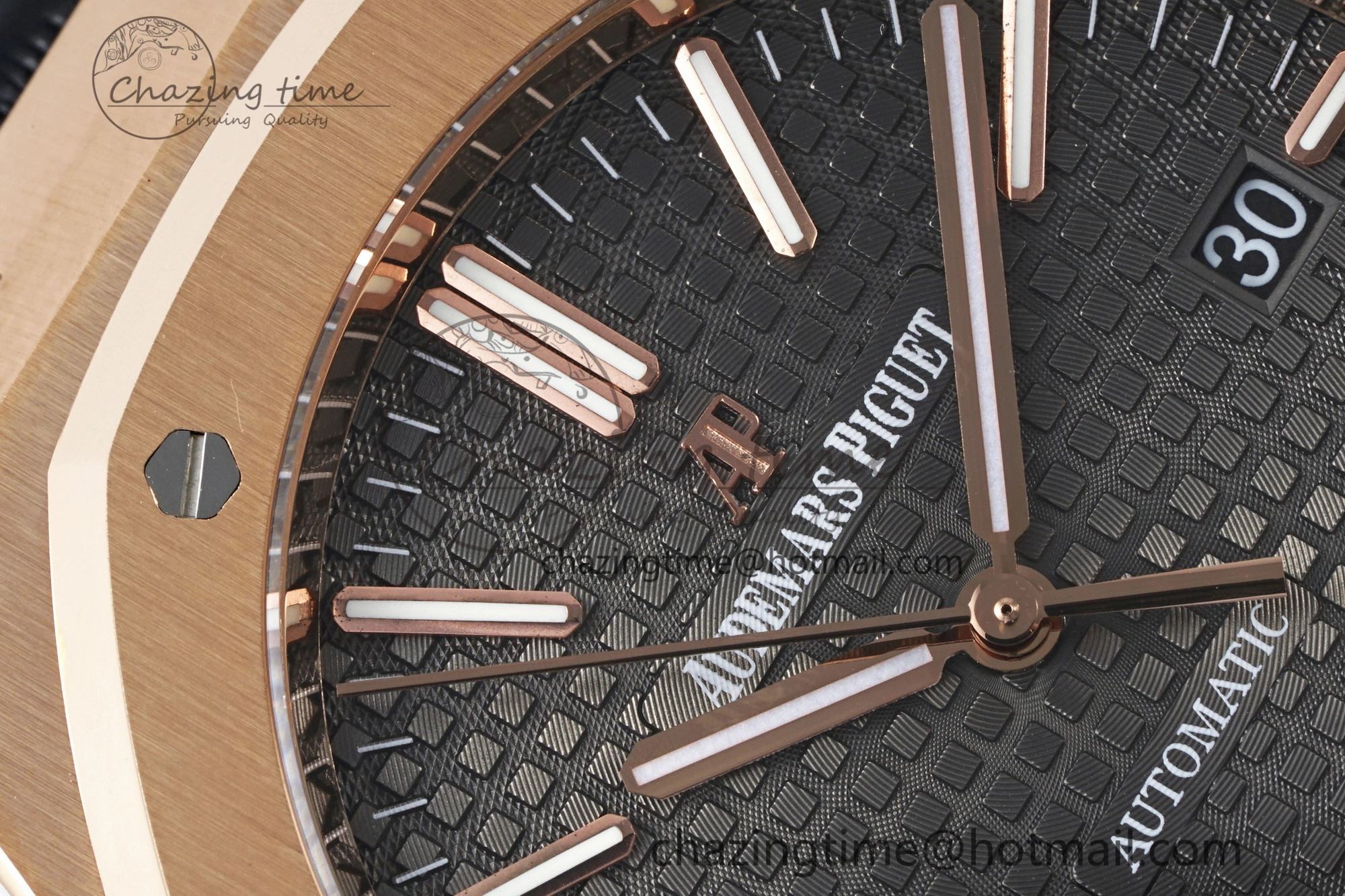Royal Oak 41mm 15400 RG IPF 1:1 Best Edition Gray Textured Dial on Black Leather Strap SA3120 Super Clone Chic 4665