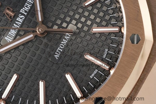 Royal Oak 41mm 15400 RG IPF 1:1 Best Edition Gray Textured Dial on Black Leather Strap SA3120 Super Clone Chic 4665