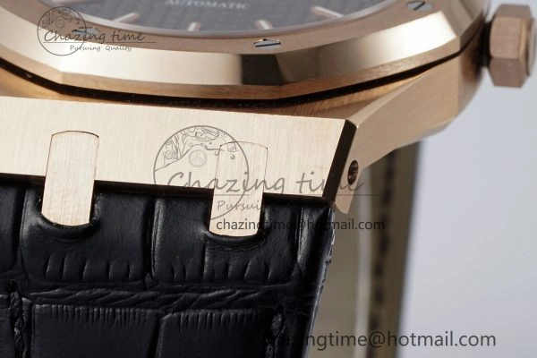 Royal Oak 41mm 15400 RG IPF 1:1 Best Edition Gray Textured Dial on Black Leather Strap SA3120 Super Clone Chic 4665