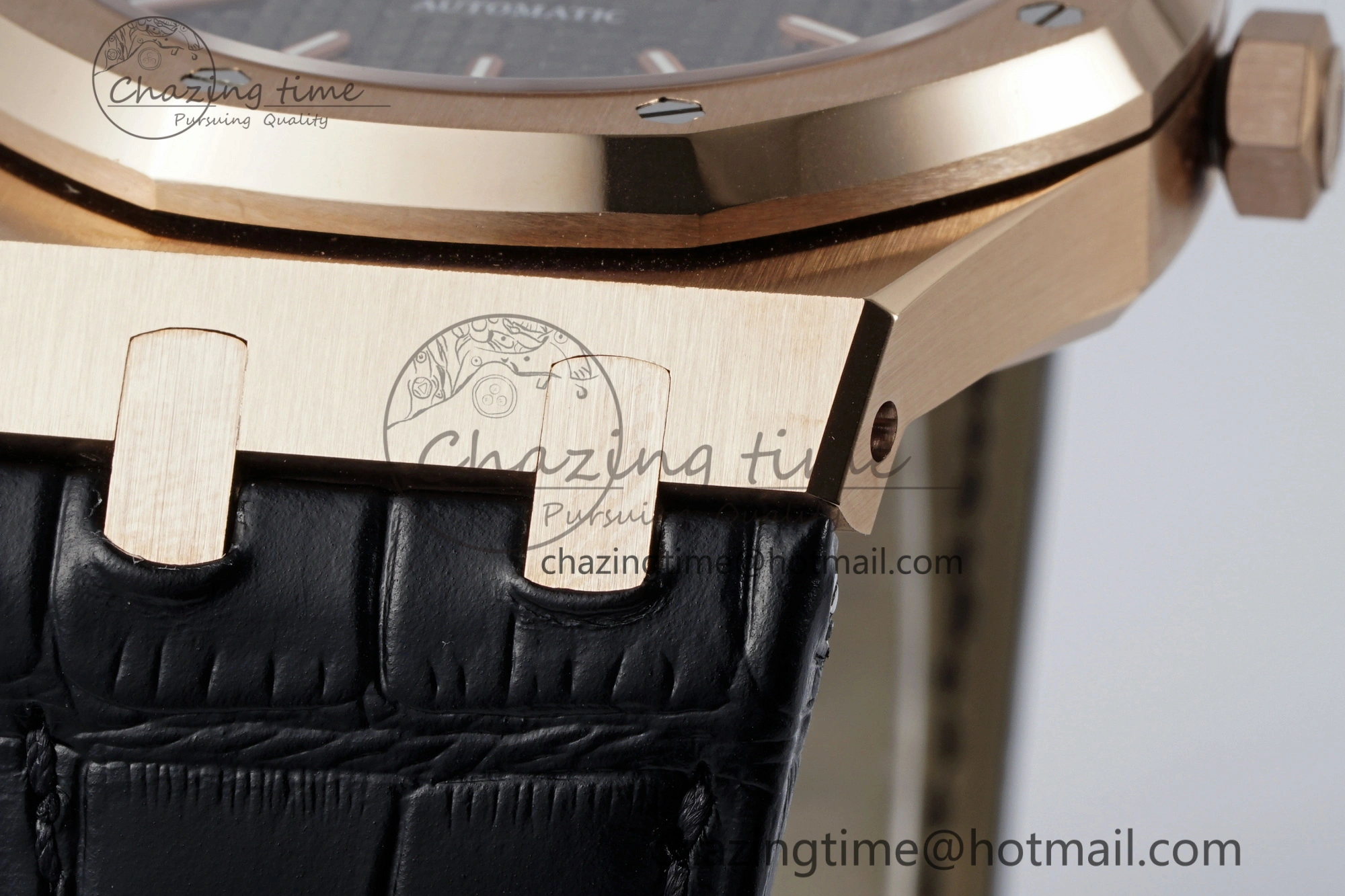 Royal Oak 41mm 15400 RG IPF 1:1 Best Edition Gray Textured Dial on Black Leather Strap SA3120 Super Clone Chic 4665