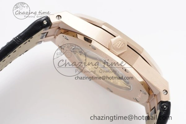 Royal Oak 41mm 15400 RG IPF 1:1 Best Edition Gray Textured Dial on Black Leather Strap SA3120 Super Clone Chic 4665