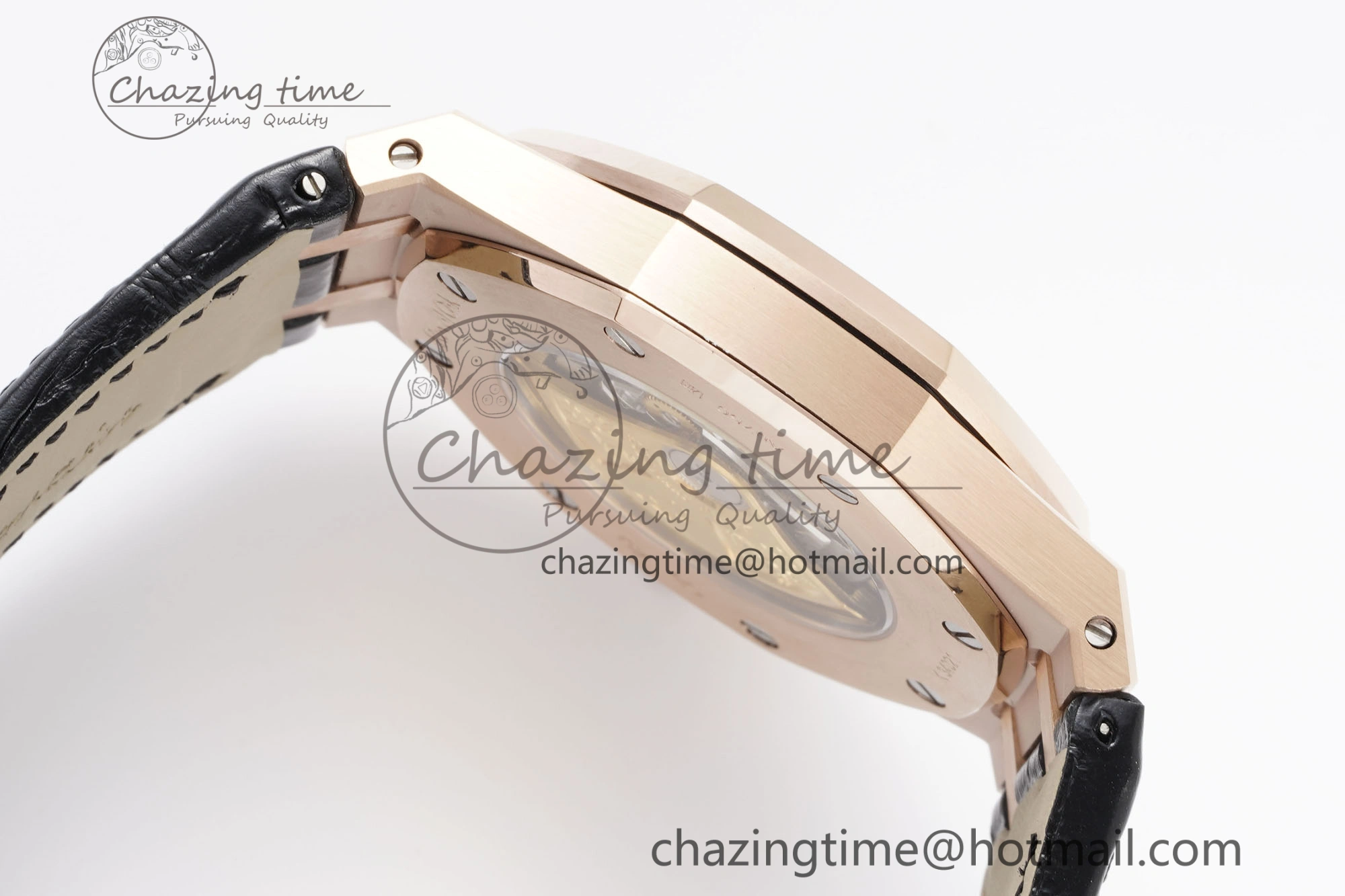 Royal Oak 41mm 15400 RG IPF 1:1 Best Edition Gray Textured Dial on Black Leather Strap SA3120 Super Clone Chic 4665