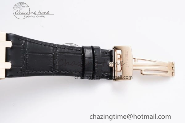 Royal Oak 41mm 15400 RG IPF 1:1 Best Edition Gray Textured Dial on Black Leather Strap SA3120 Super Clone Chic 4665