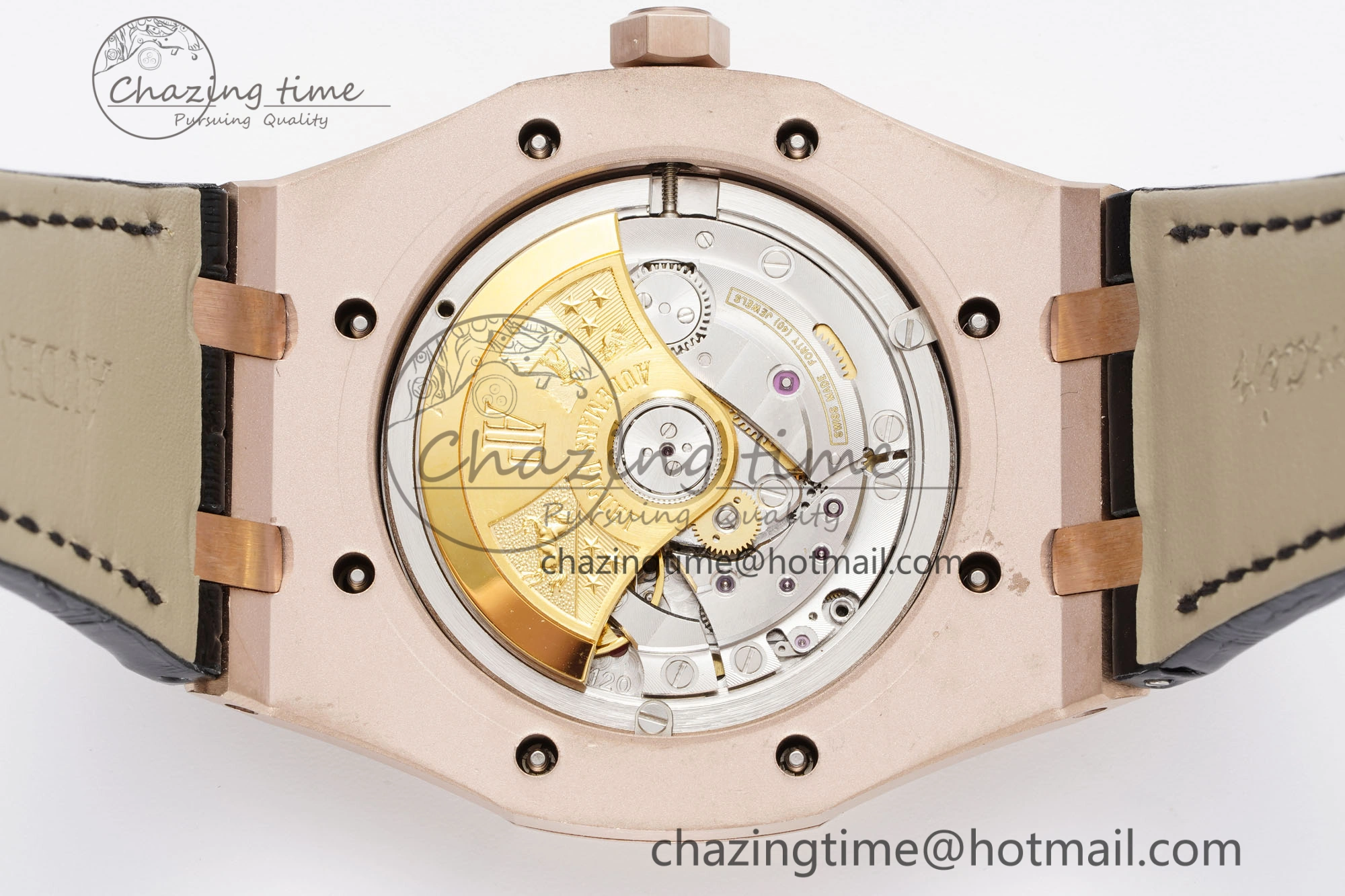 Royal Oak 41mm 15400 RG IPF 1:1 Best Edition Gray Textured Dial on Black Leather Strap SA3120 Super Clone Chic 4665