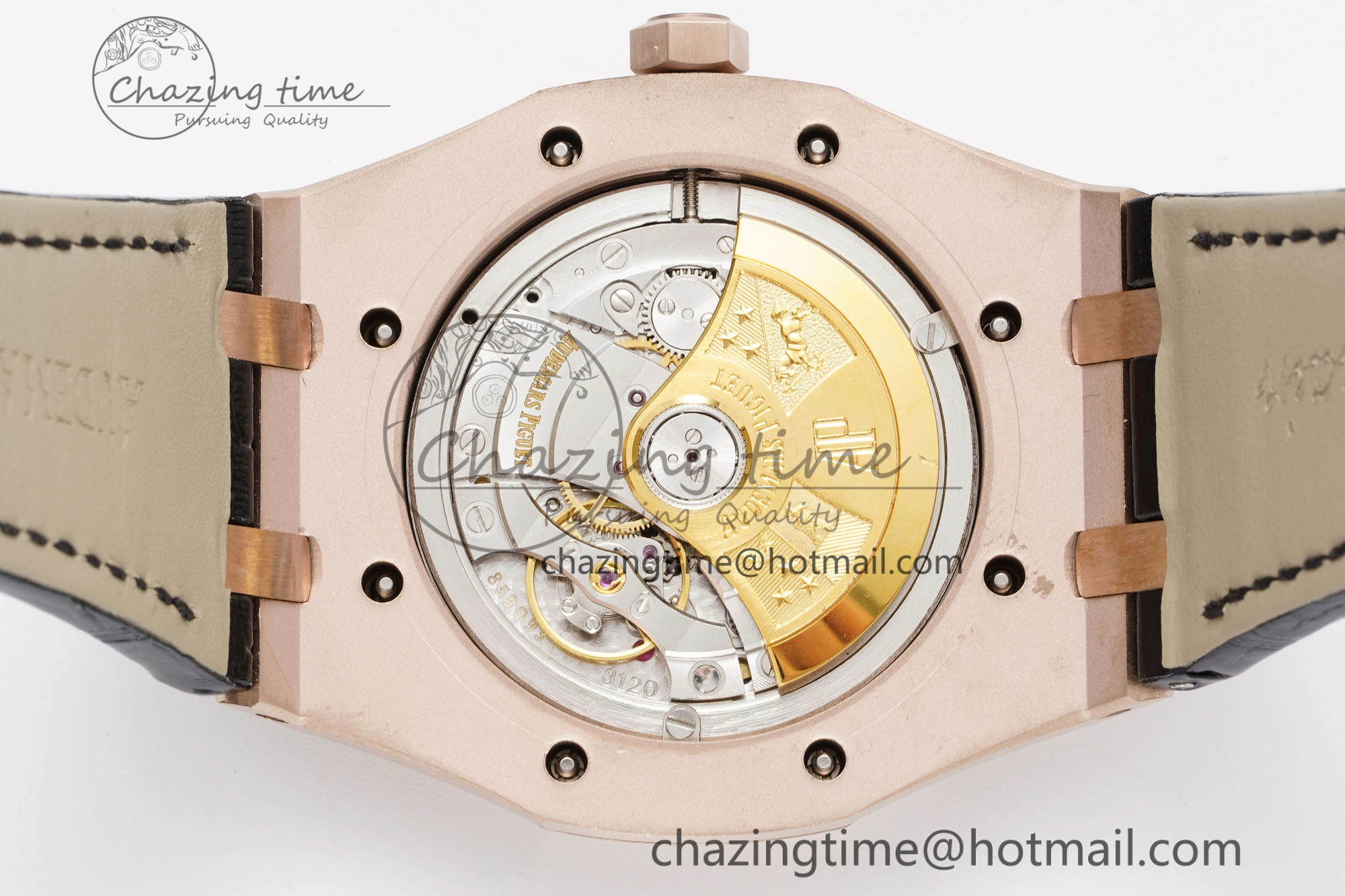Royal Oak 41mm 15400 RG IPF 1:1 Best Edition Gray Textured Dial on Black Leather Strap SA3120 Super Clone Chic 4665
