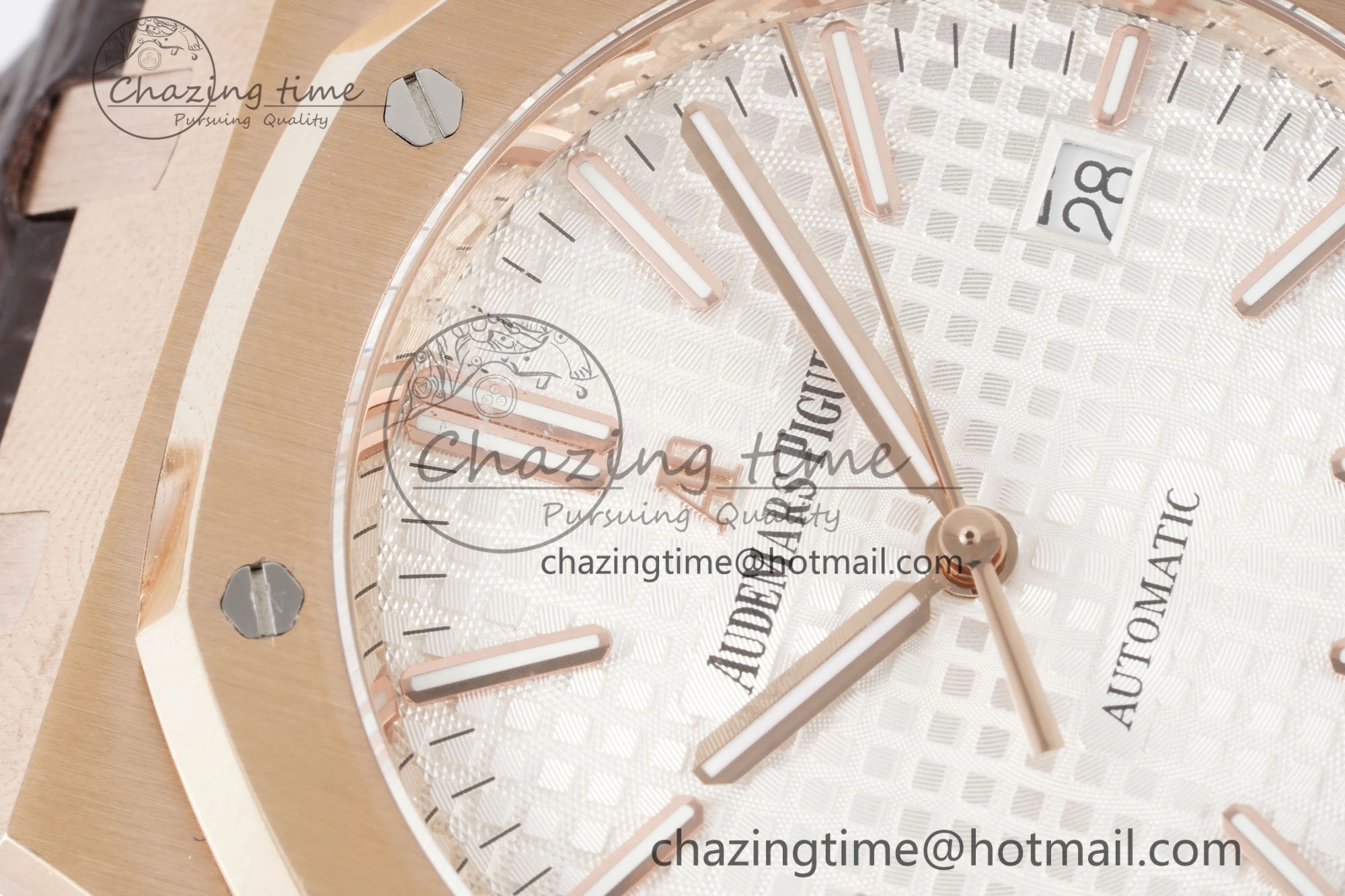 Royal Oak 41mm 15400 RG IPF 1:1 Best Edition White Textured Dial on Brown Leather Strap SA3120 Super Clone Tailored 4684