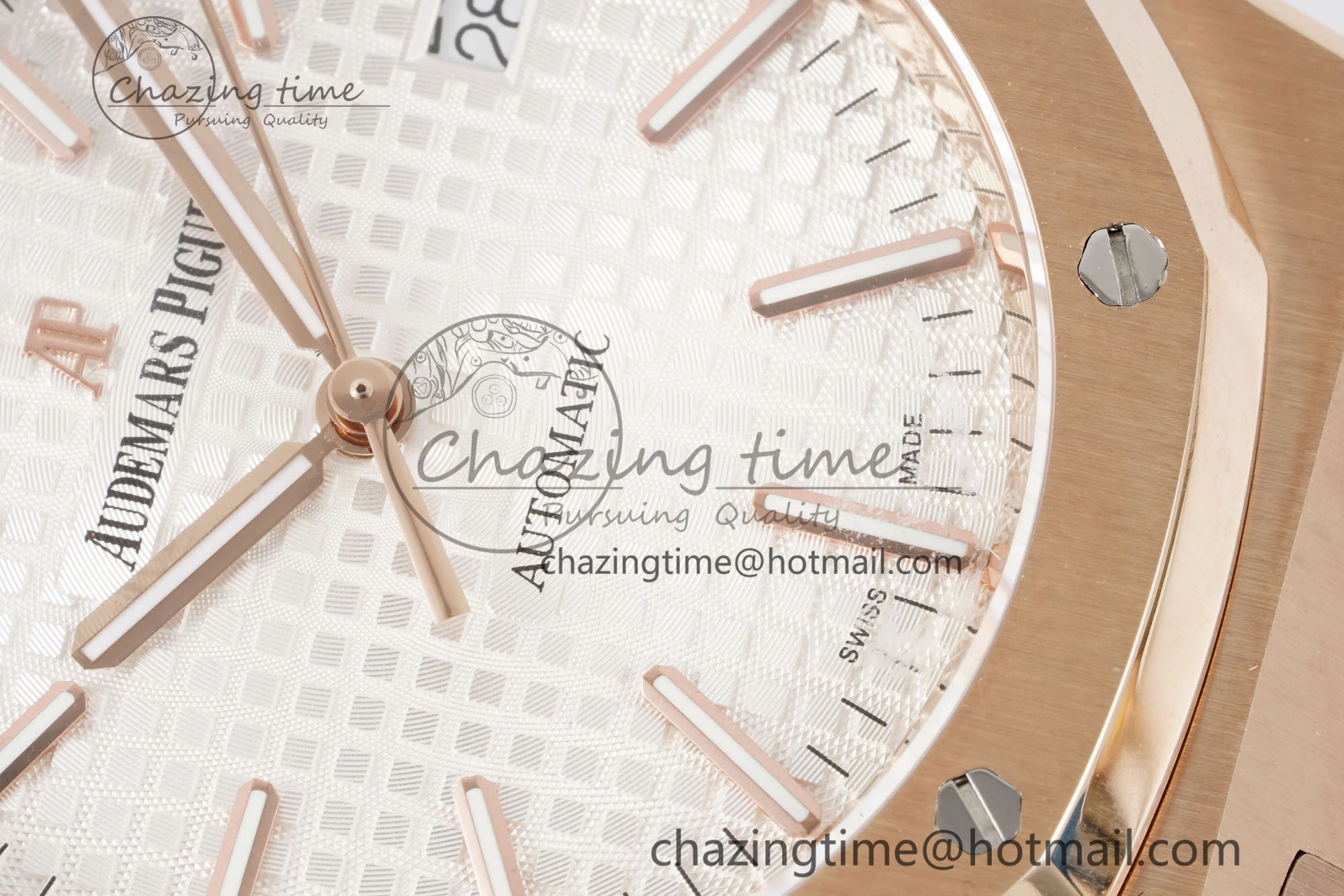 Royal Oak 41mm 15400 RG IPF 1:1 Best Edition White Textured Dial on Brown Leather Strap SA3120 Super Clone Tailored 4684