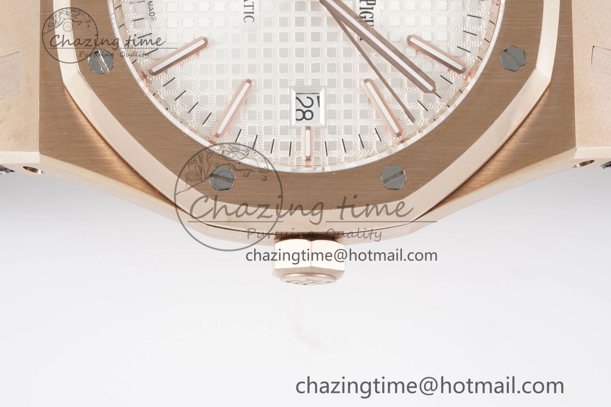 Royal Oak 41mm 15400 RG IPF 1:1 Best Edition White Textured Dial on Brown Leather Strap SA3120 Super Clone Tailored 4684