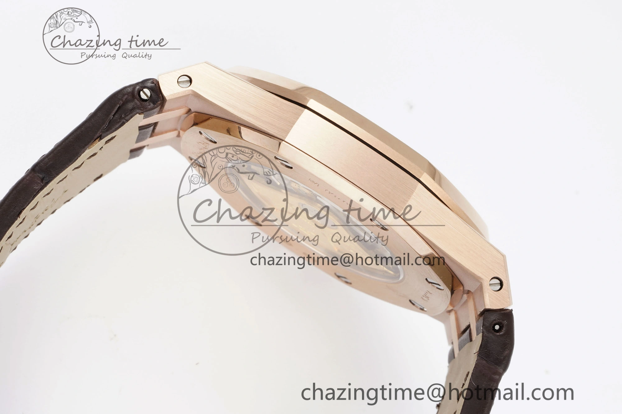 Royal Oak 41mm 15400 RG IPF 1:1 Best Edition White Textured Dial on Brown Leather Strap SA3120 Super Clone Tailored 4684