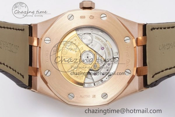Royal Oak 41mm 15400 RG IPF 1:1 Best Edition White Textured Dial on Brown Leather Strap SA3120 Super Clone Tailored 4684