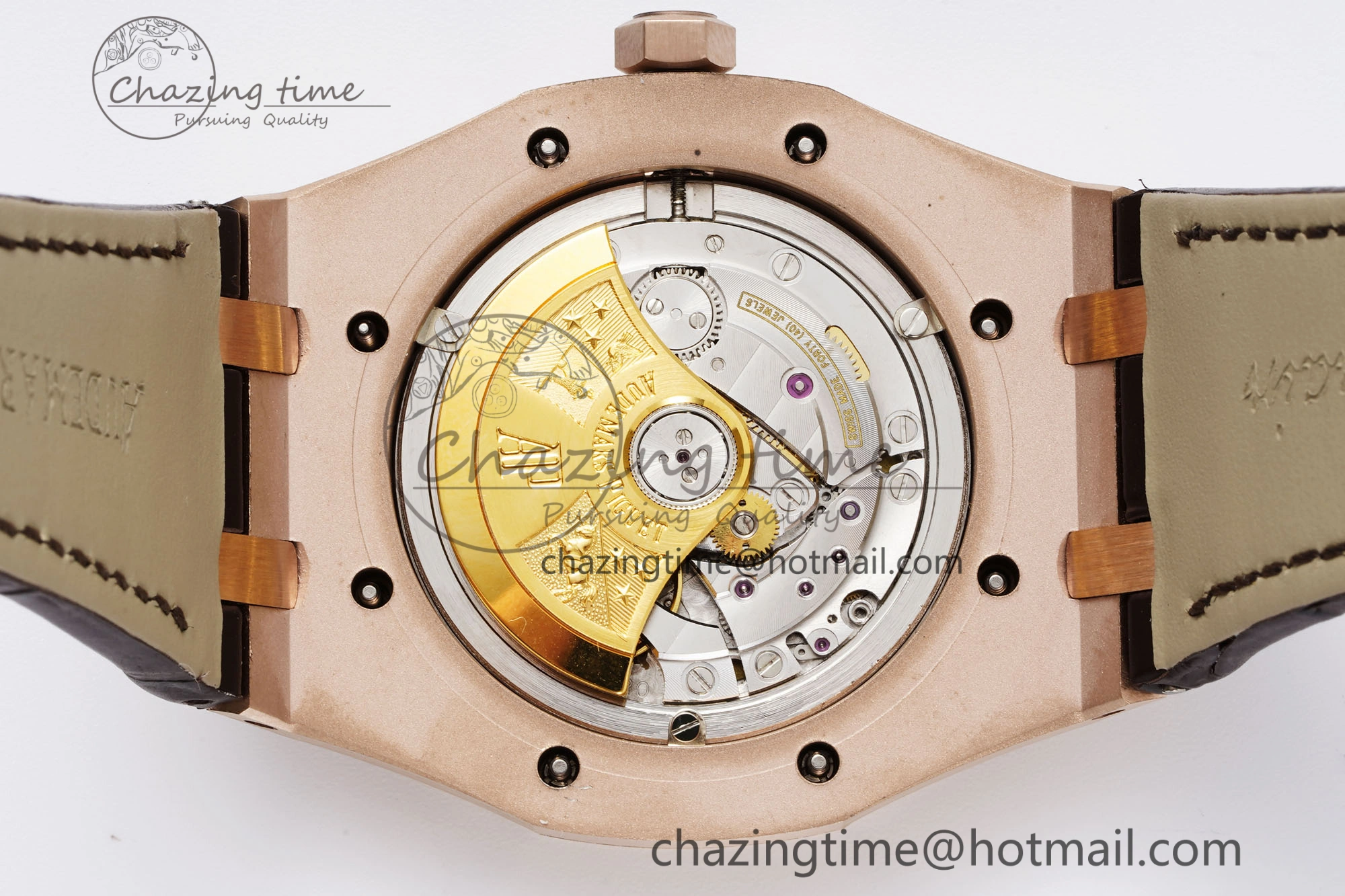 Royal Oak 41mm 15400 RG IPF 1:1 Best Edition White Textured Dial on Brown Leather Strap SA3120 Super Clone Tailored 4684