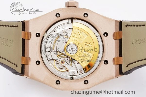 Royal Oak 41mm 15400 RG IPF 1:1 Best Edition White Textured Dial on Brown Leather Strap SA3120 Super Clone Tailored 4684