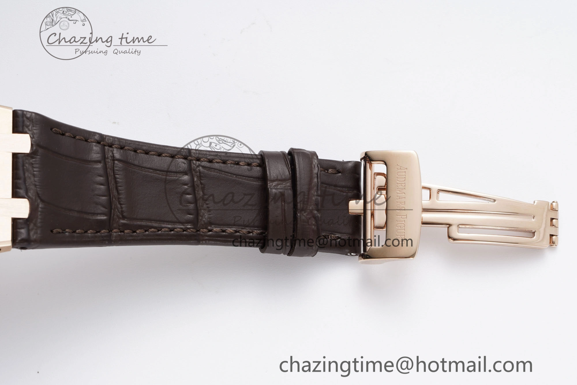 Royal Oak 41mm 15400 RG IPF 1:1 Best Edition White Textured Dial on Brown Leather Strap SA3120 Super Clone Tailored 4684