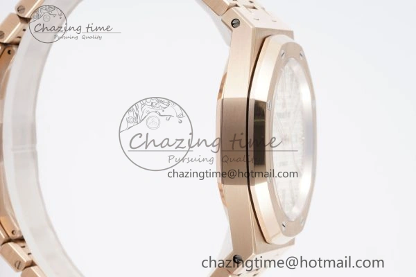 Royal Oak 41mm 15400 RG IPF 1:1 Best Edition White Textured Dial on RG Bracelet SA3120 Super Clone OdorResistant 4685