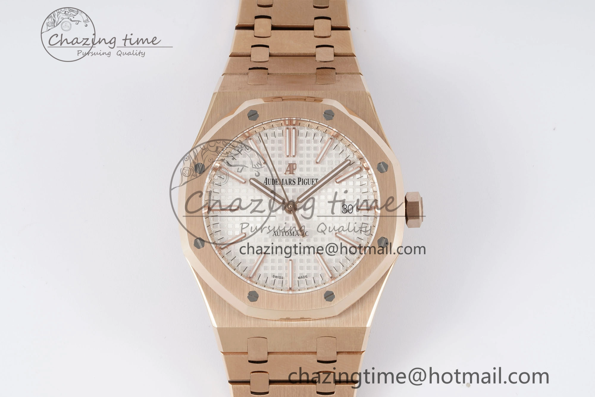 Royal Oak 41mm 15400 RG IPF 1:1 Best Edition White Textured Dial on RG Bracelet SA3120 Super Clone OdorResistant 4685