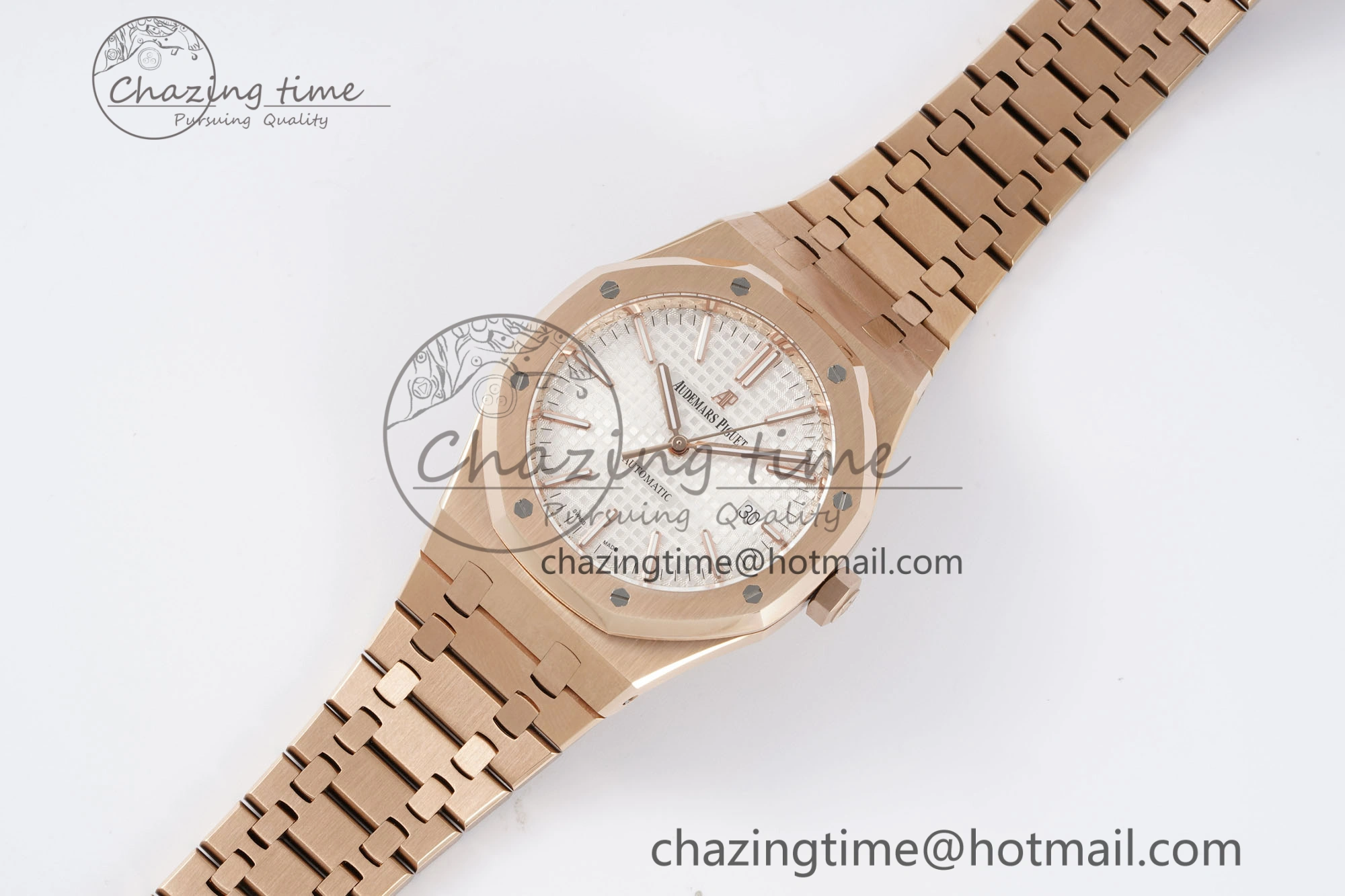 Royal Oak 41mm 15400 RG IPF 1:1 Best Edition White Textured Dial on RG Bracelet SA3120 Super Clone OdorResistant 4685