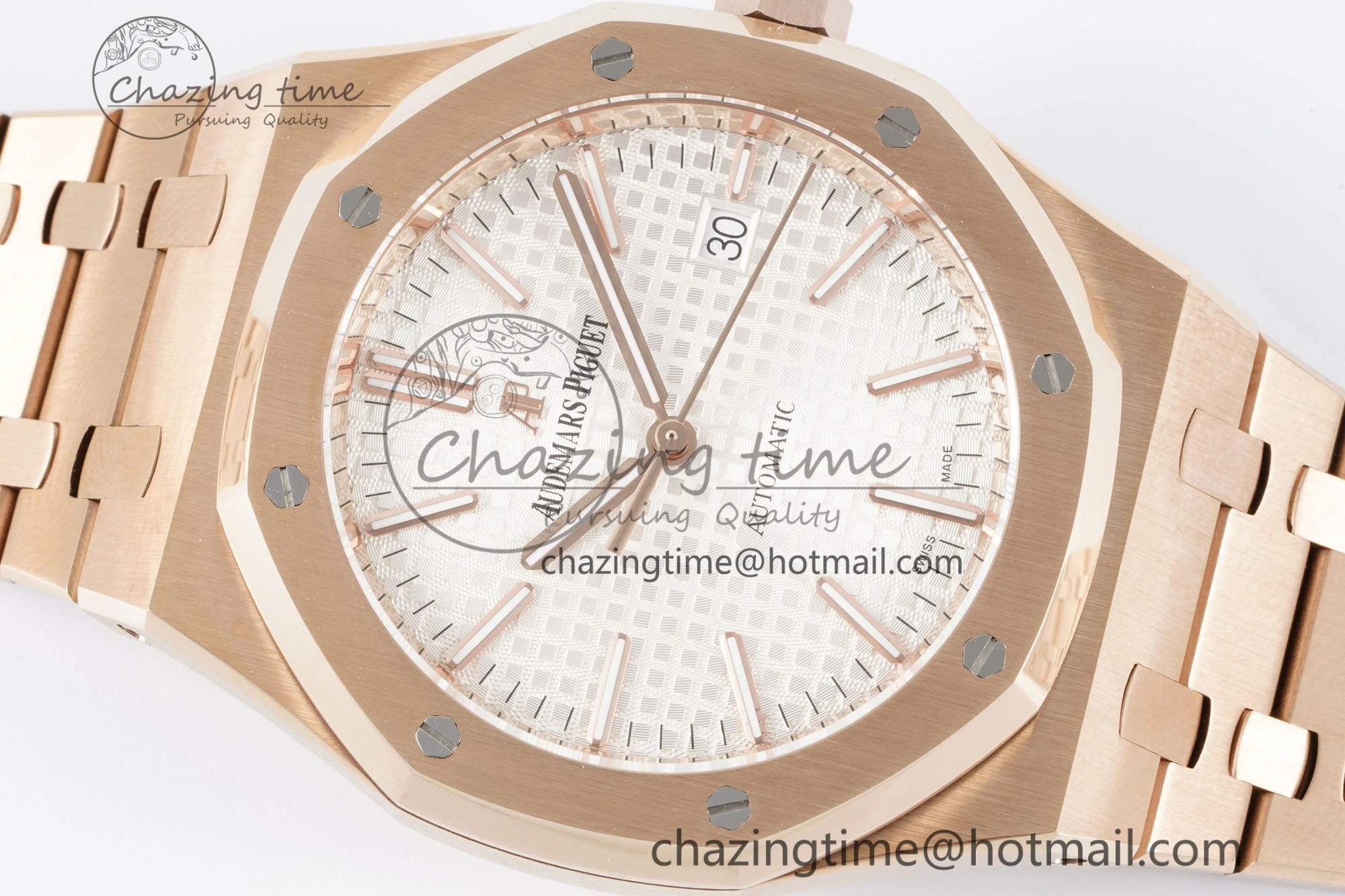 Royal Oak 41mm 15400 RG IPF 1:1 Best Edition White Textured Dial on RG Bracelet SA3120 Super Clone OdorResistant 4685