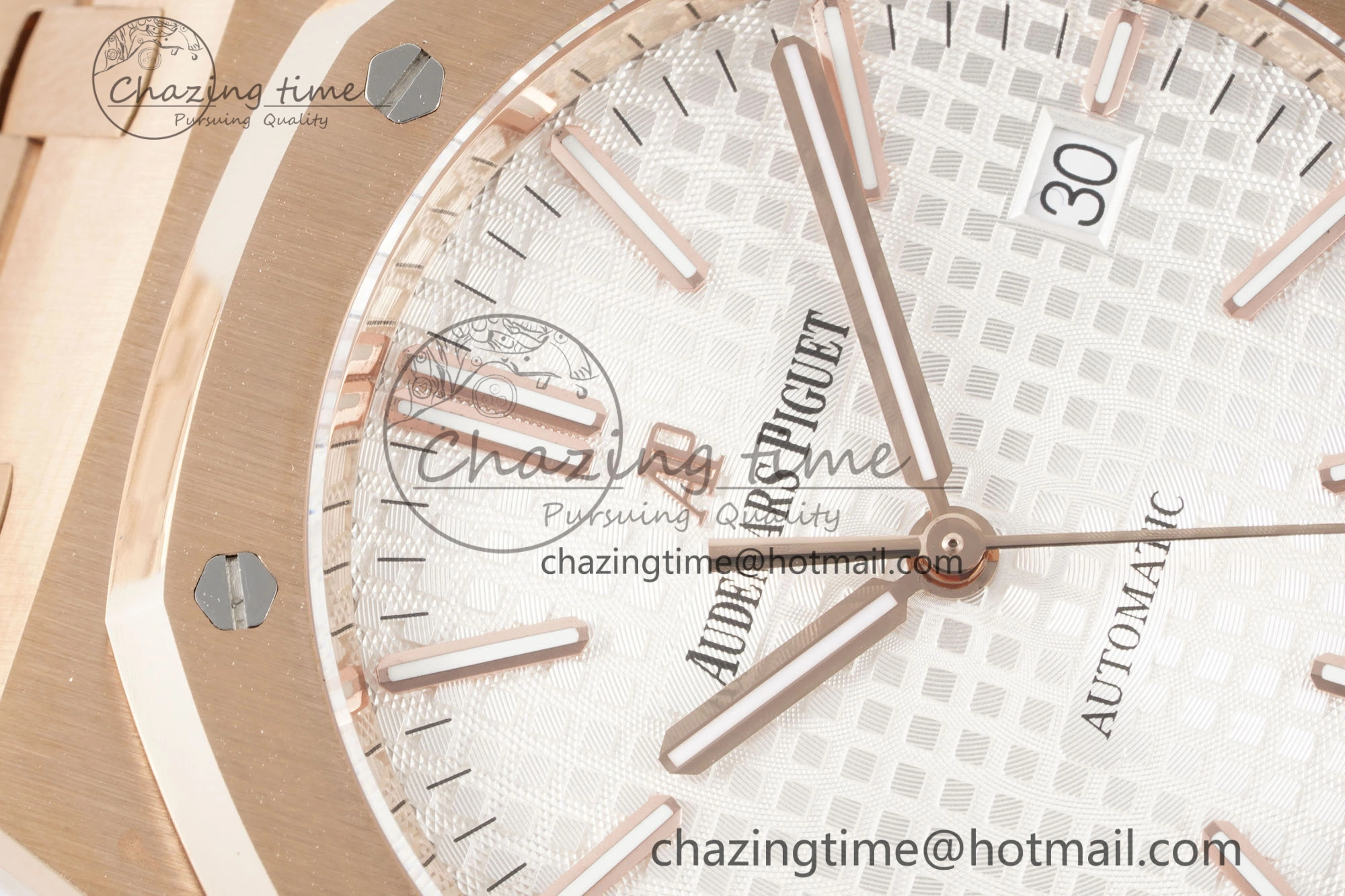 Royal Oak 41mm 15400 RG IPF 1:1 Best Edition White Textured Dial on RG Bracelet SA3120 Super Clone OdorResistant 4685