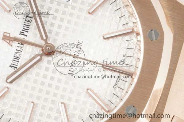 Royal Oak 41mm 15400 RG IPF 1:1 Best Edition White Textured Dial on RG Bracelet SA3120 Super Clone OdorResistant 4685