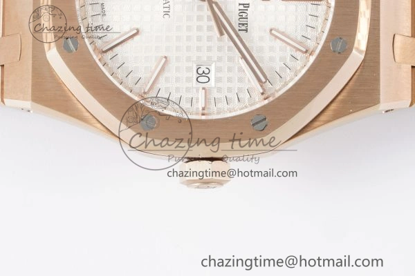 Royal Oak 41mm 15400 RG IPF 1:1 Best Edition White Textured Dial on RG Bracelet SA3120 Super Clone OdorResistant 4685