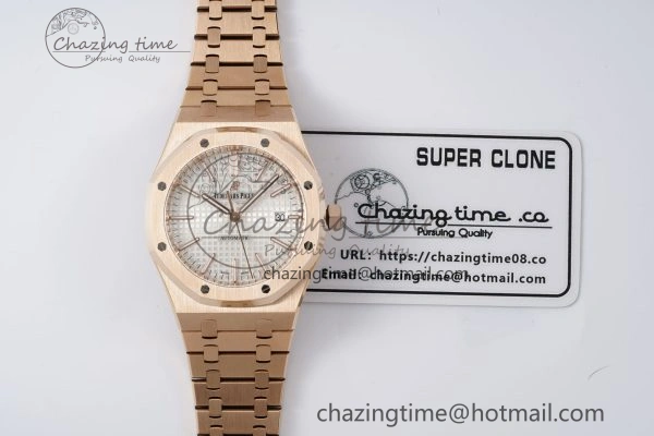 Royal Oak 41mm 15400 RG IPF 1:1 Best Edition White Textured Dial on RG Bracelet SA3120 Super Clone OdorResistant 4685